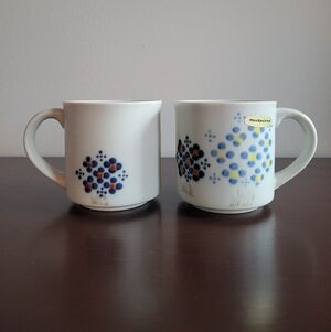 Vintage Otagiri Japan Blue Floral Stoneware Mugs, Set of 2